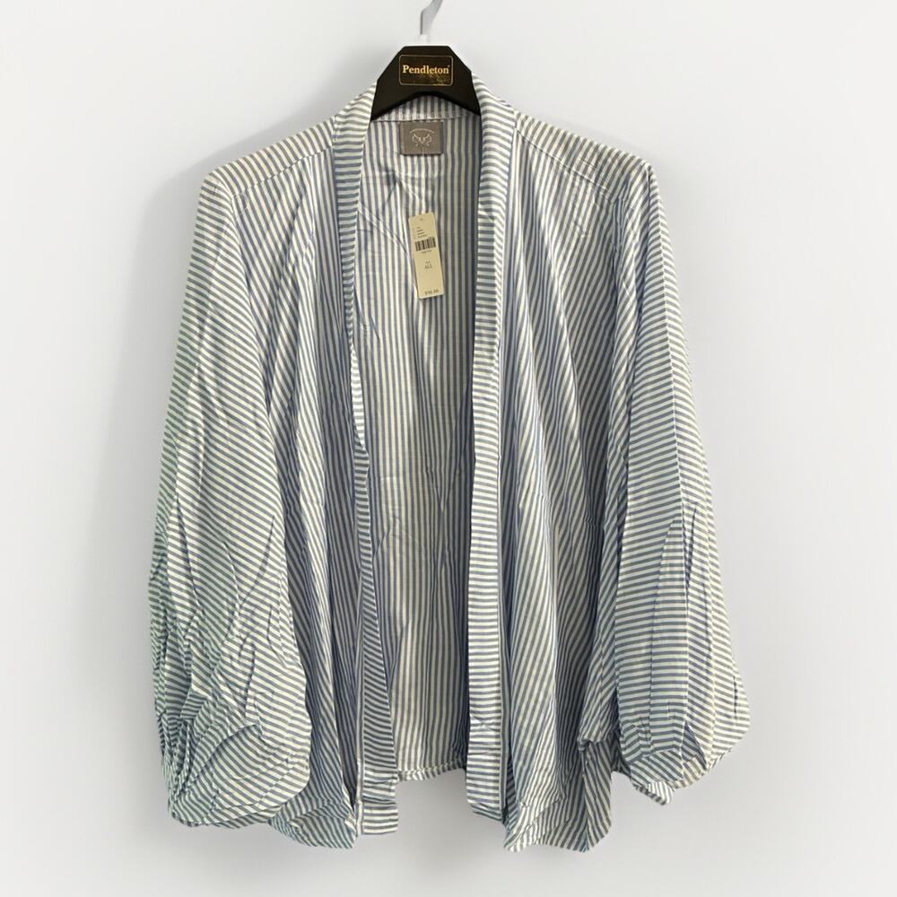 Anthropologie Vanessa Virginia Open Front Dolman Cardigan Blue Stripe Flowy OS